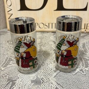 Santa Claus Glass Salt and Pepper Shakers